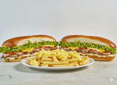 2 Lomitos Completos Medianos + 1 Papa con Huevo