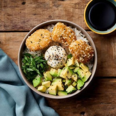 Crispy chicken sushi salad